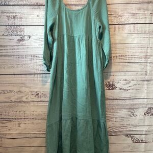 Universal Thread Green Tiered Sundress with Bishop Sleeves